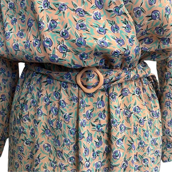 Vintage 80's Alison Peters Blouson Dress Womens Size Large Pink Floral Belted - Picture 9 of 12